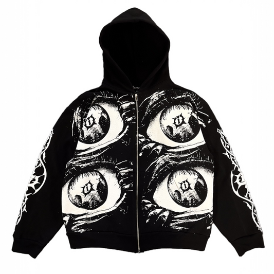 VIVID AOP ZIP UP (BLACK)